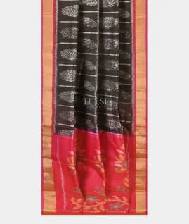 Black Pochampalli Silk Cotton Saree T5555312