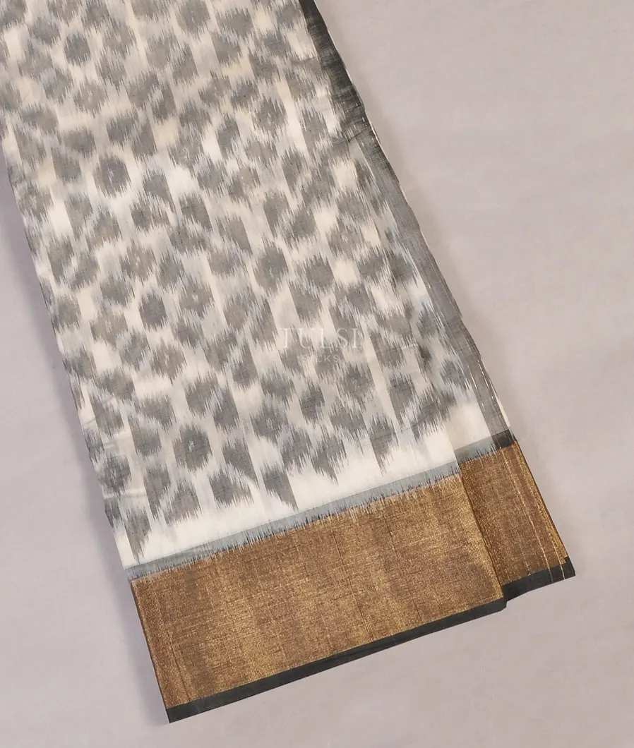 White Pochampalli Silk Cotton Saree T555502-image