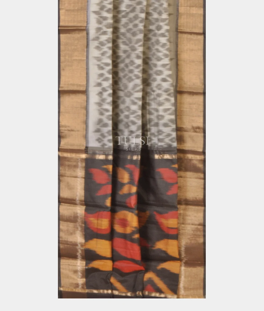 White Pochampalli Silk Cotton Saree T5555022