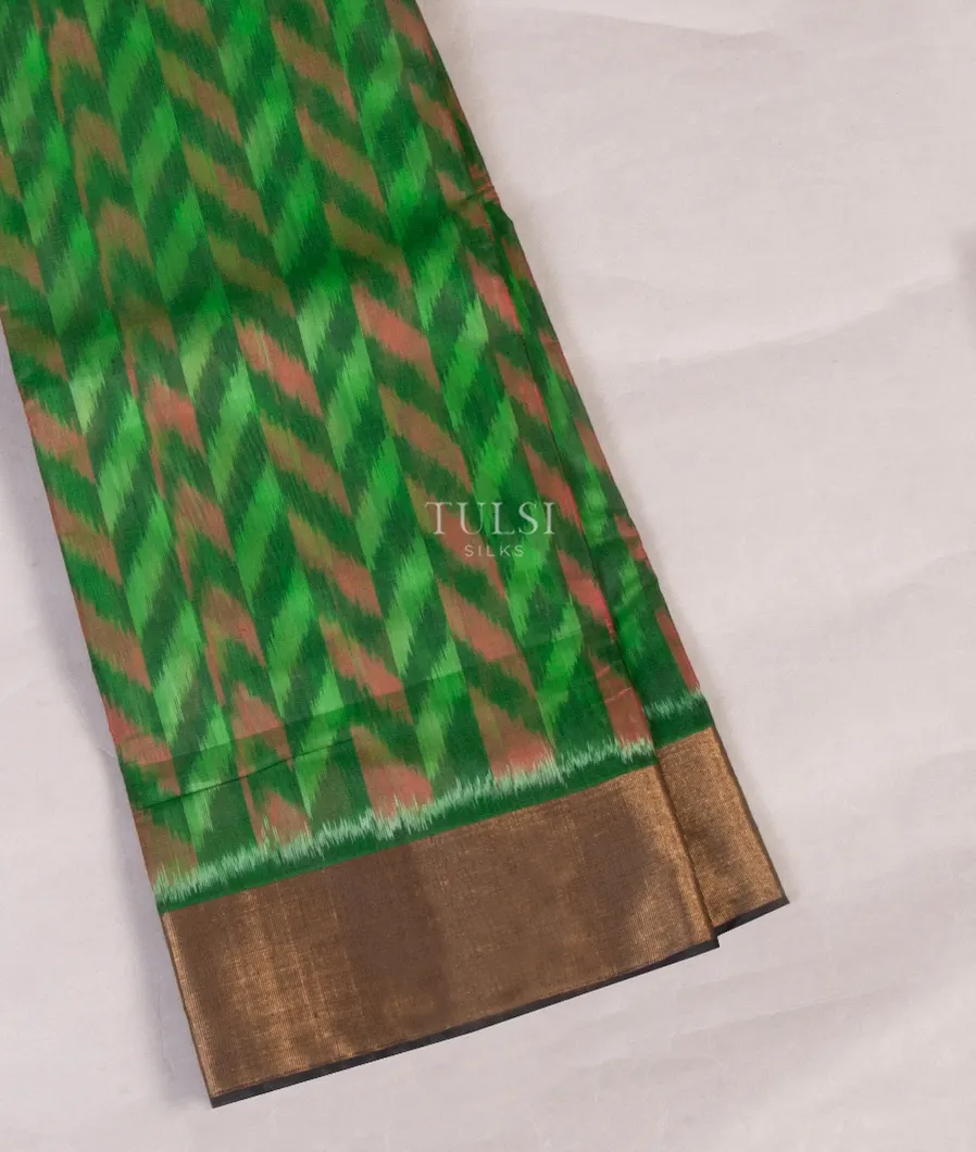 Green Pochampalli Silk Cotton Saree T555506-image