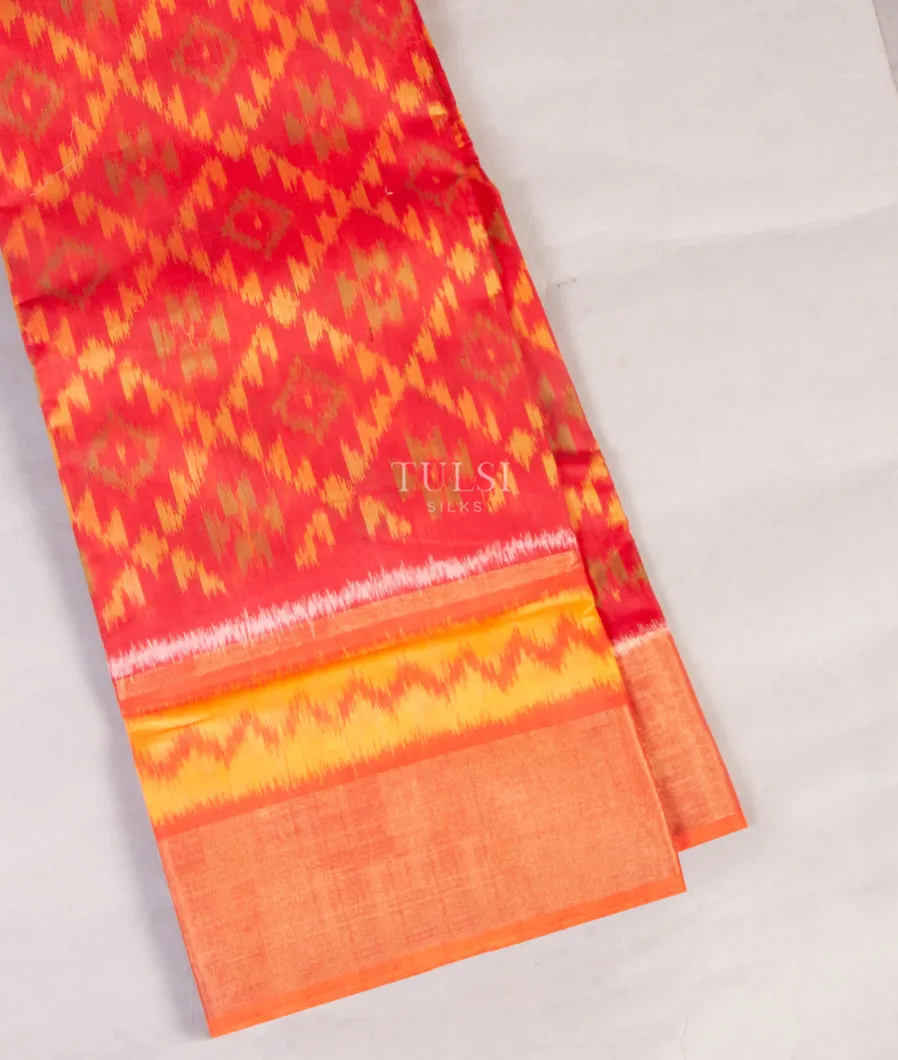 Red Pochampalli Silk Cotton Saree T555576-image