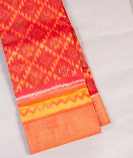 Red Pochampalli Silk Cotton Saree T5555761