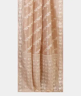 Light Peach Kora Tissue Organza Embroidery Saree T5472192
