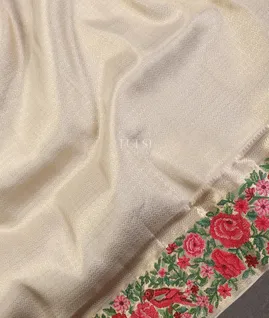 Off-White Kanjivaram Embroidery Silk Saree T5383745