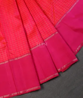 Orangish Pink Kanjivaram Silk Saree T5488872
