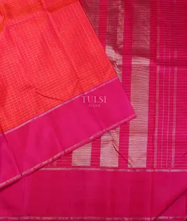 Orangish Pink Kanjivaram Silk Saree T5488874