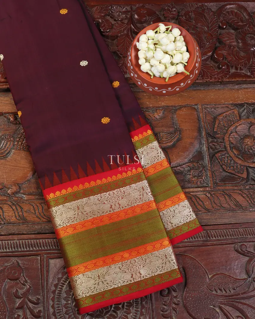 Burgundy Kanjivaram Silk Saree T556296-image