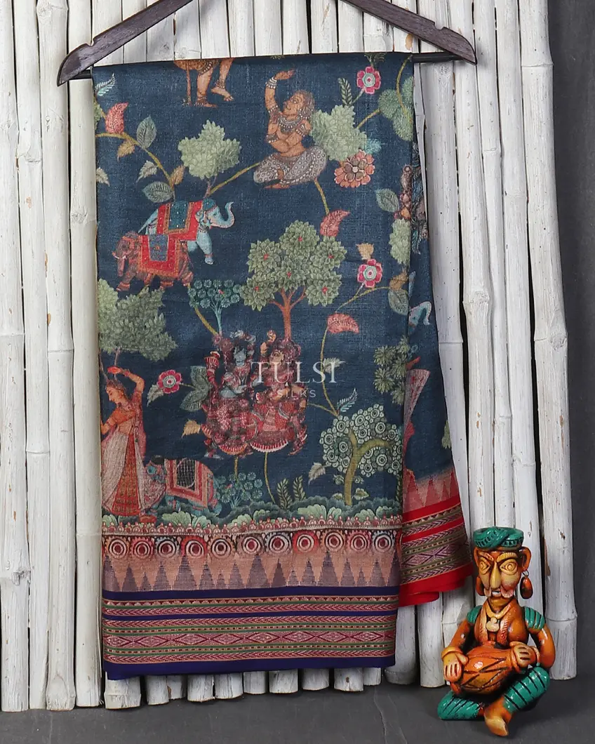 Blue Vidarbha Tussar Saree T557617-image
