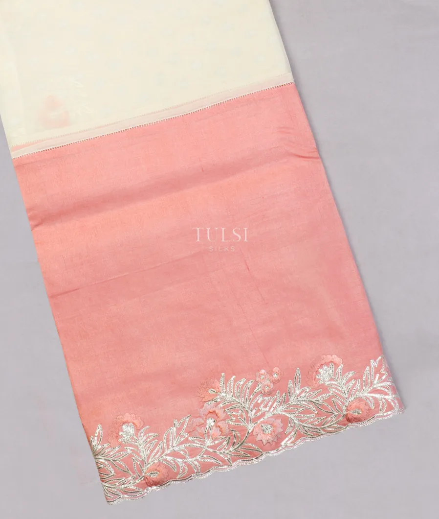 Pink And White Tussar Embroidery saree T512594-image