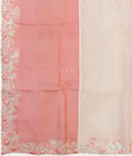 Pink And White Tussar Embroidery saree T5125944