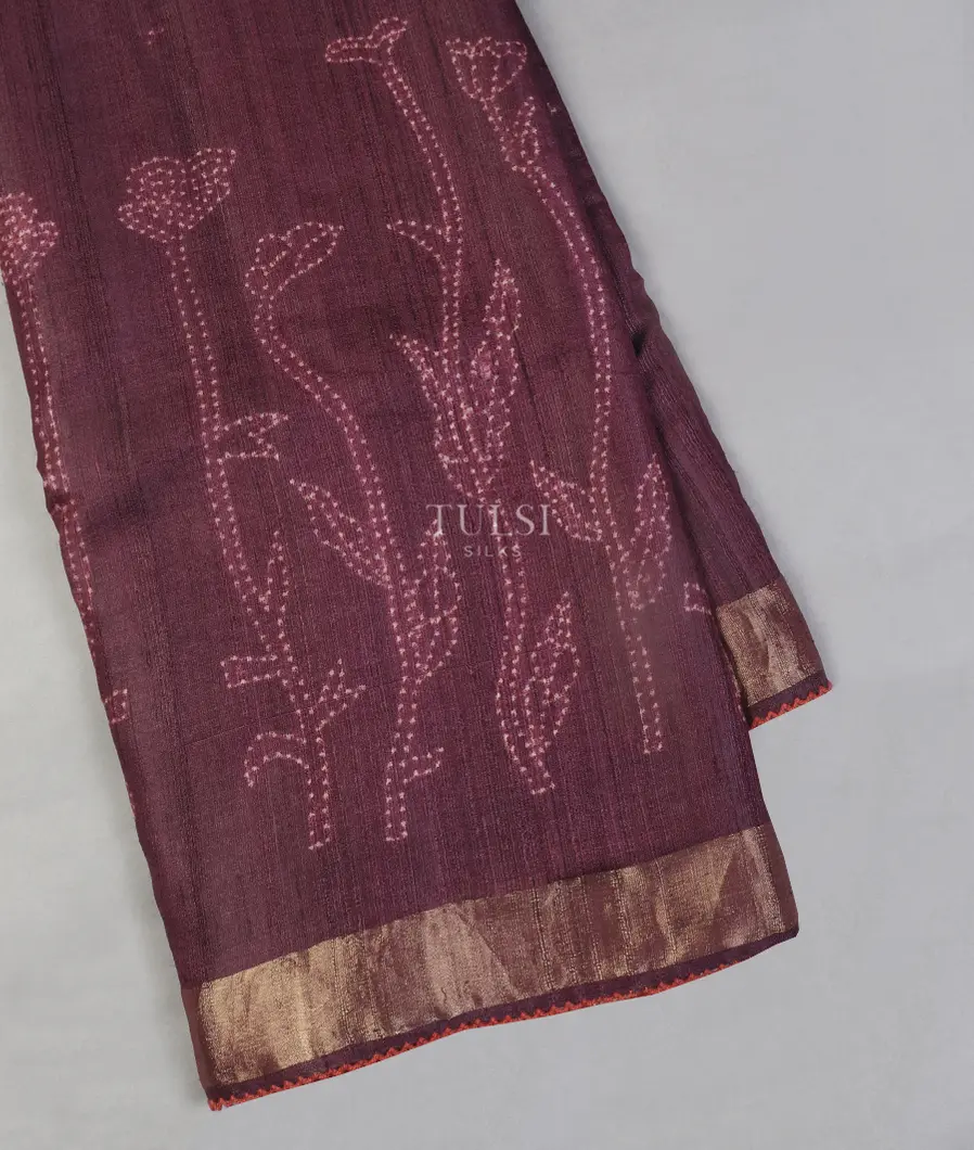Purple Tussar Printed Saree T546185-image