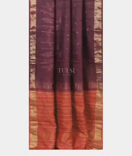 Purple Tussar Printed Saree T5461852