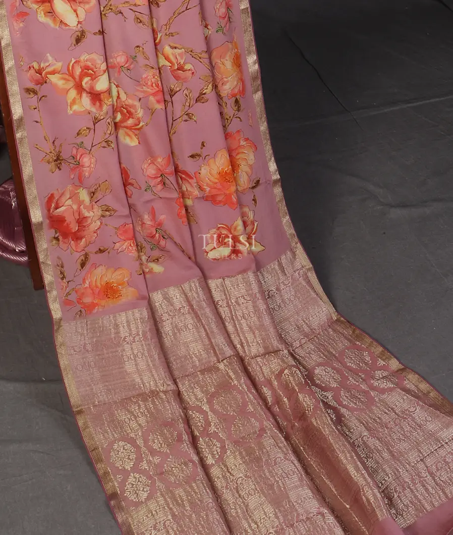 Pink Mysore Crepe Silk Saree T5527612