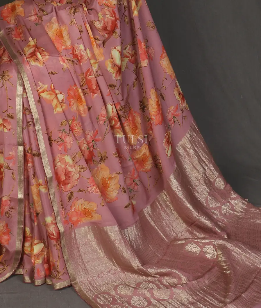 Pink Mysore Crepe Silk Saree T5527614