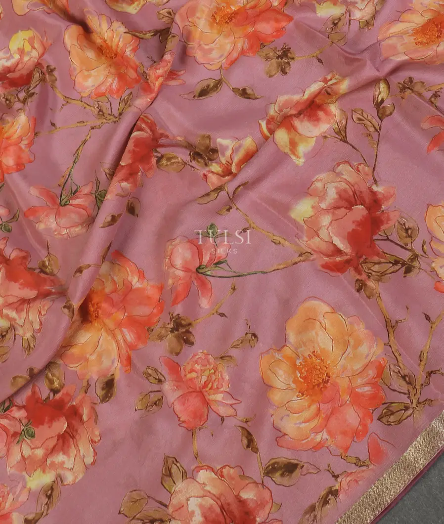 Pink Mysore Crepe Silk Saree T5527615