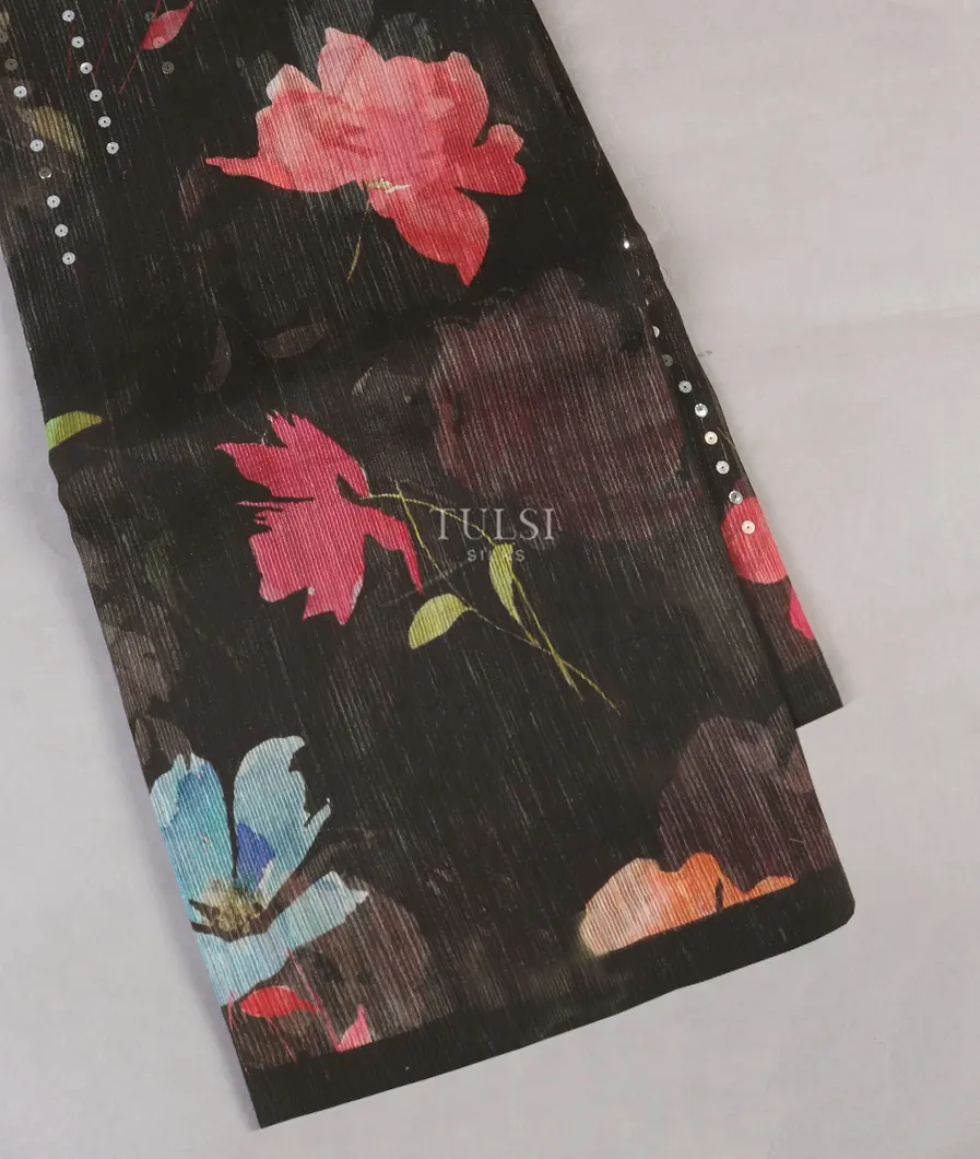 Black Kora Tussar Saree T512035-image