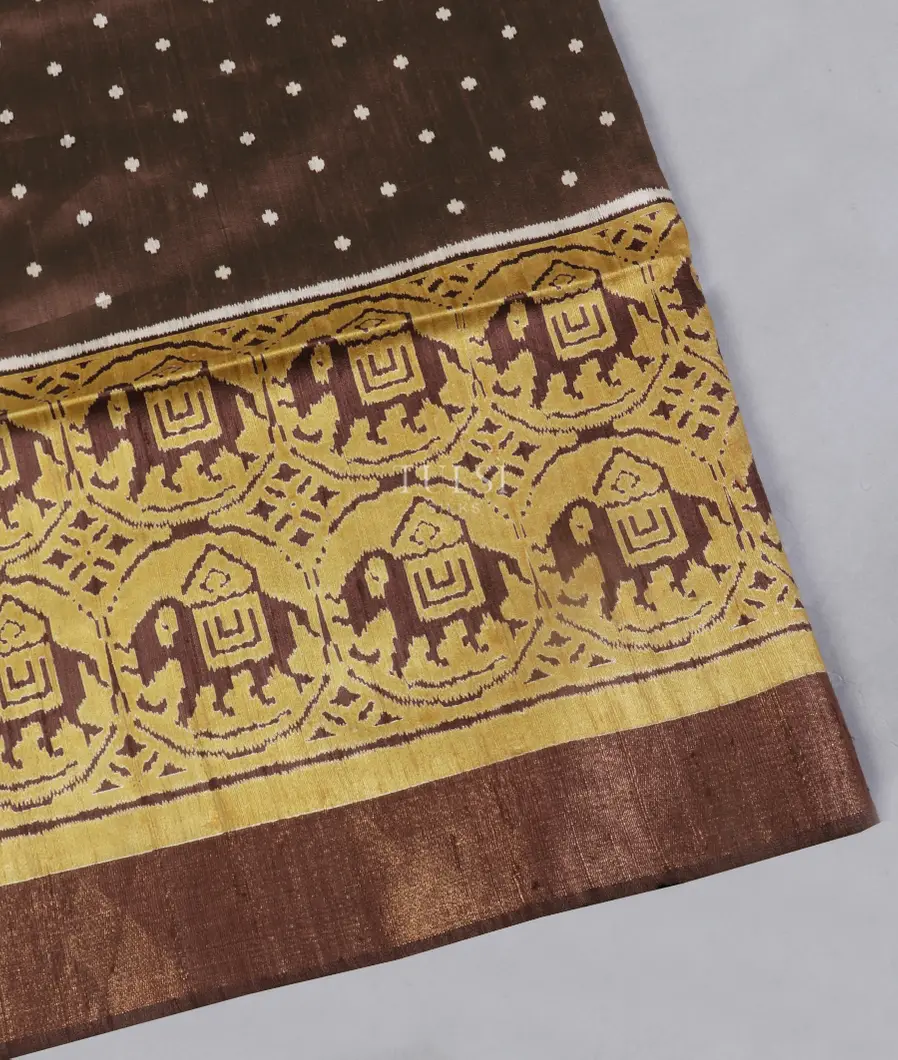 Deep Brown Tussar Printed Saree T537994-image