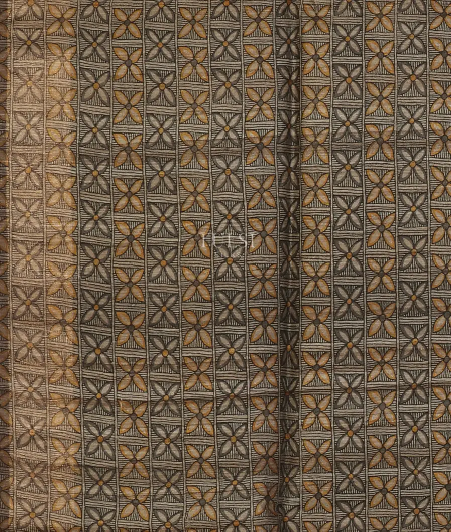 Grey Tussar Printed Saree T5250503