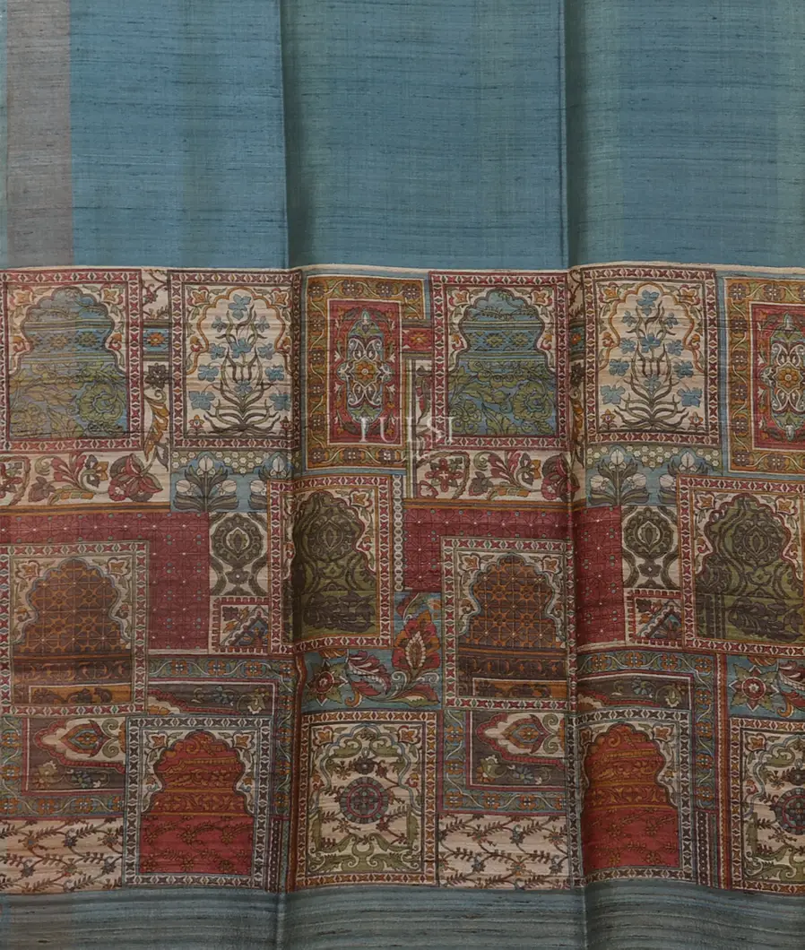 Blue Tussar Printed Saree T5379554