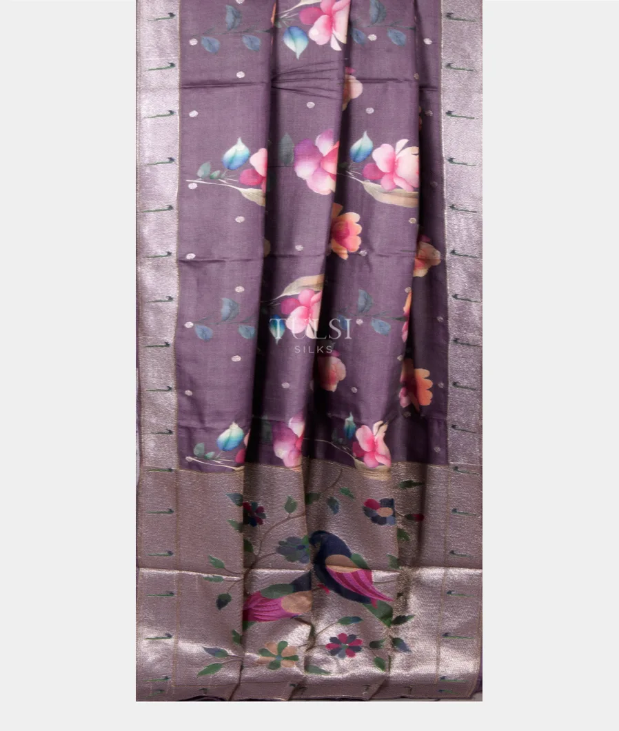 Lavender Tussar Printed Saree T5471912