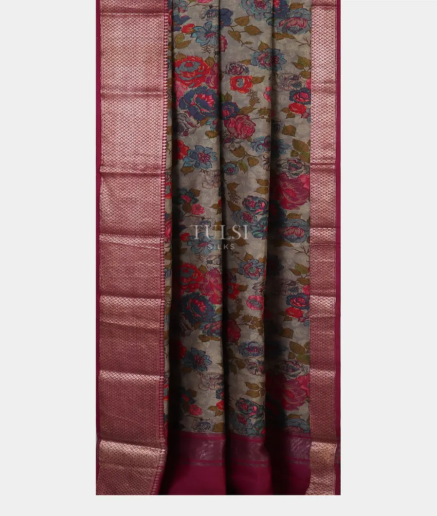 Grey Chaniya Silk Saree T5420892