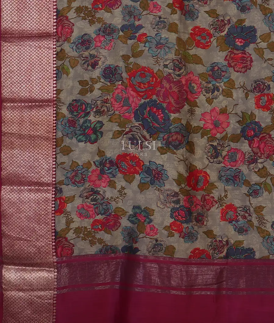 Grey Chaniya Silk Saree T5420894