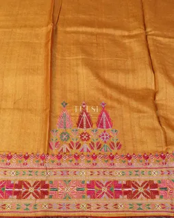 Yellow Tussar Embroidery Saree T5554453