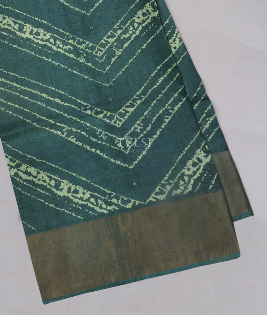 Bluish Green Tussar Printed Saree T547140-image