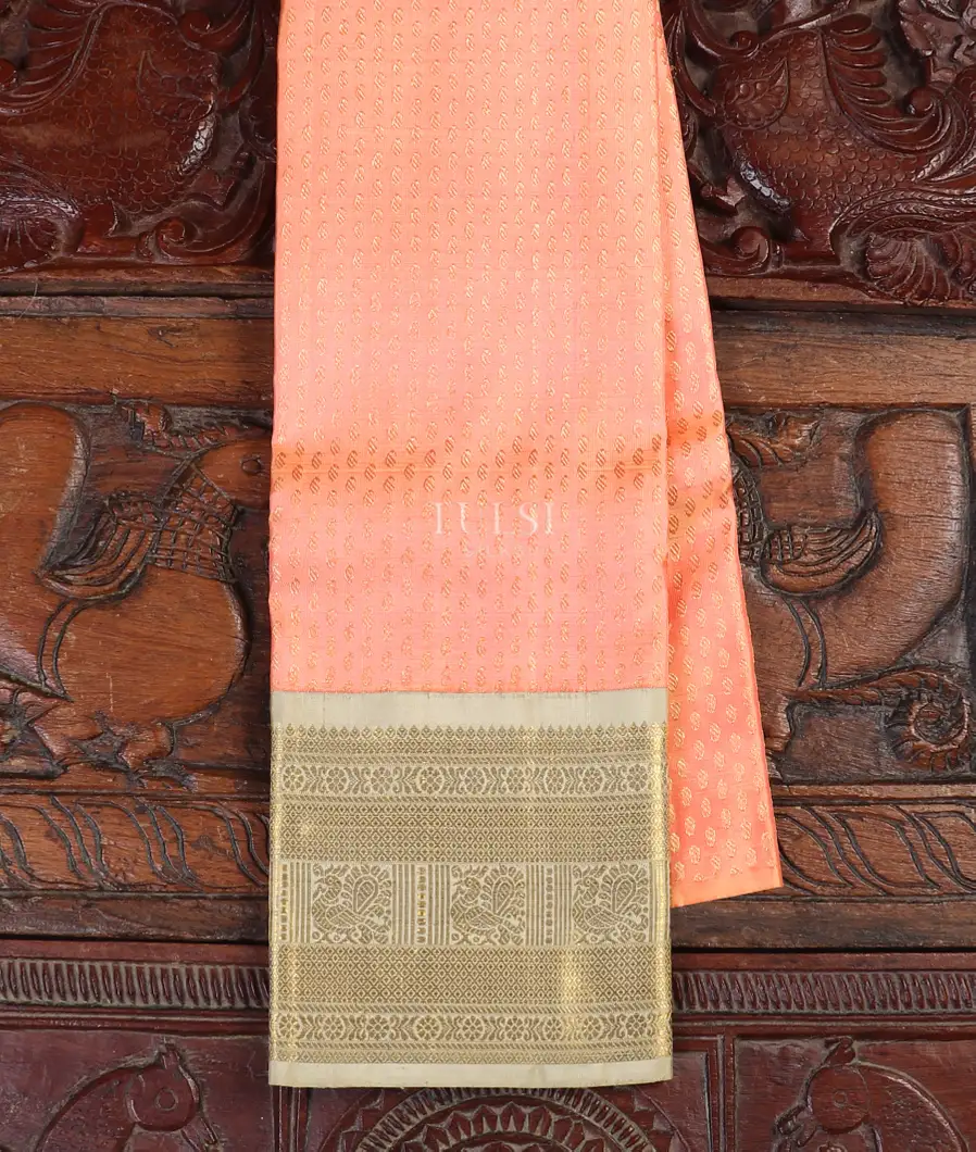 Peach Kanjivaram Silk Kids Pavadai T547754-image