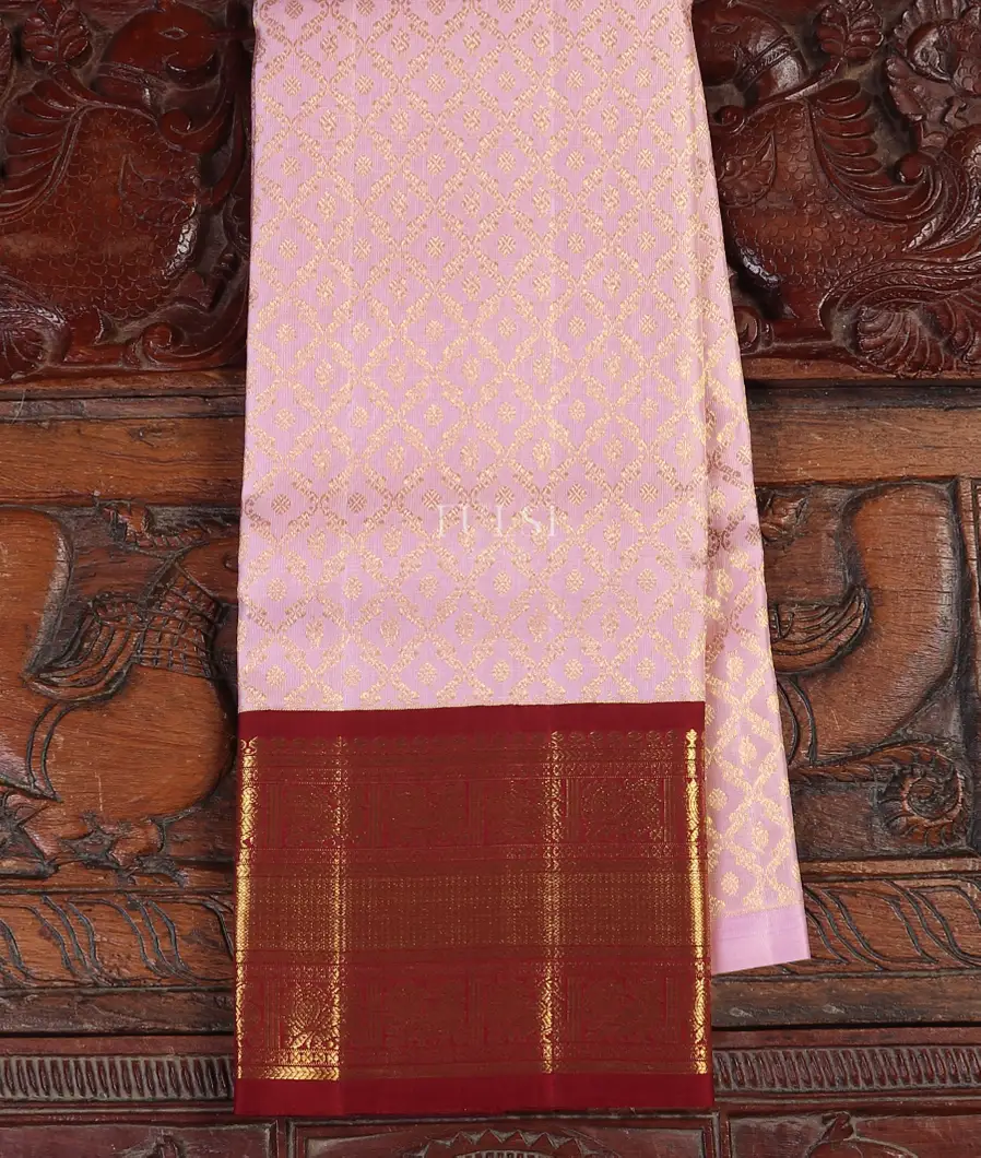Pinkish Lavender Kanjivaram Silk Kids Pavadai T547783-image