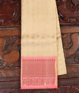 Beige Kanjivaram Silk Kids Pavadai T4828771