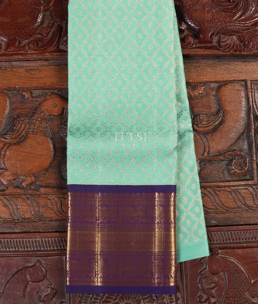 Blue Kanjivaram Silk Kids Pavadai T524325-image