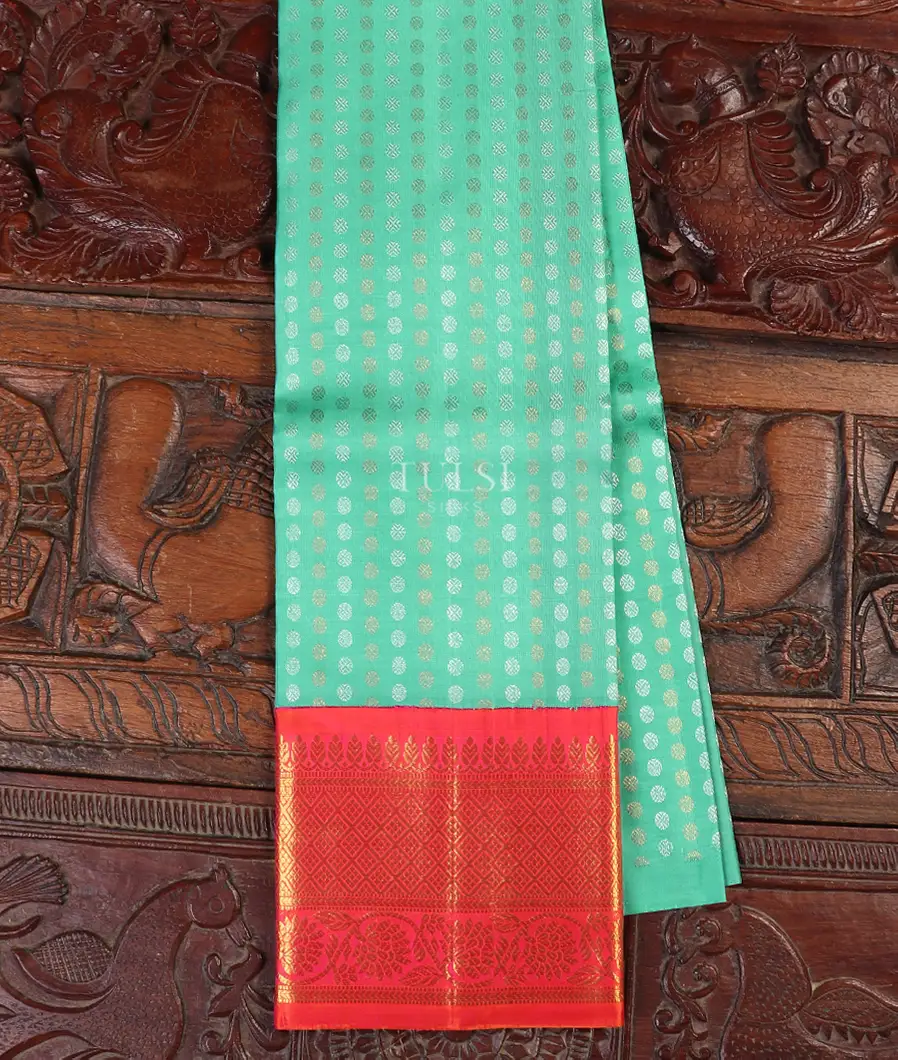 Aqua Green Kanjivaram Silk Pavadai T499509-image