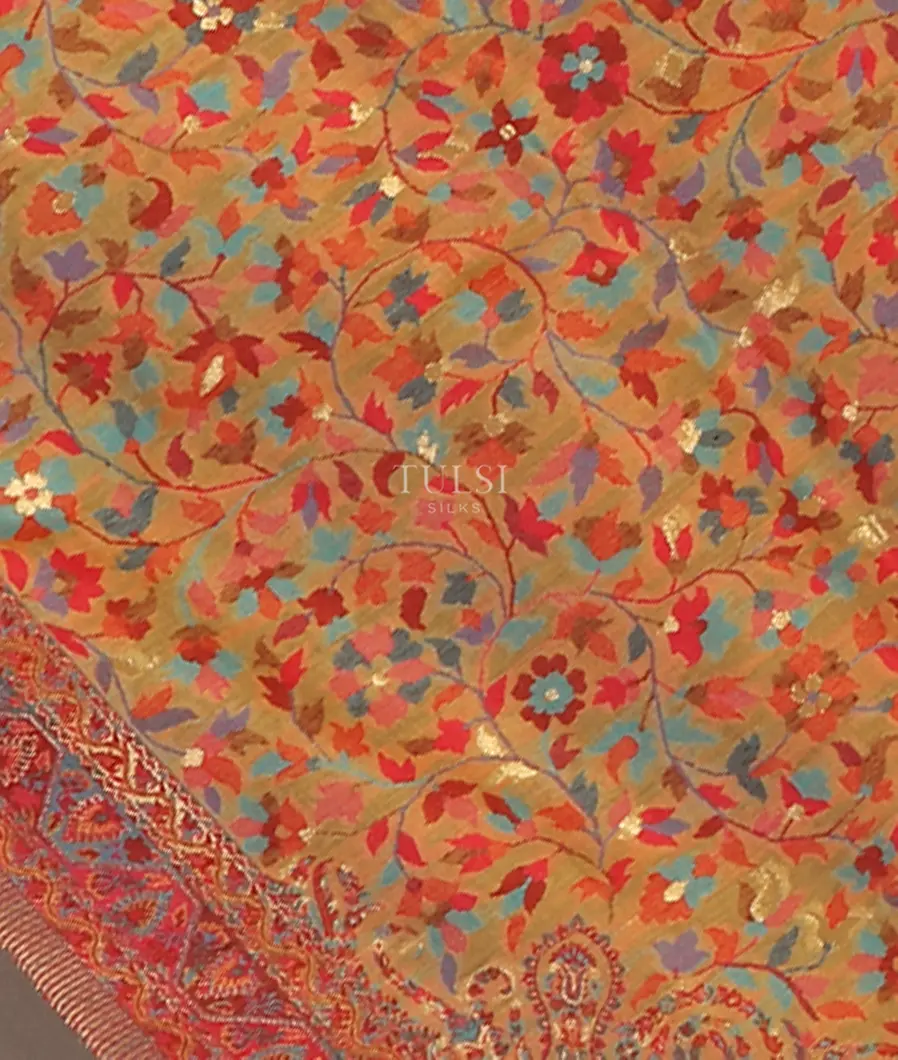 Yellow Kashmir Kani Silk Dupatta T556526-image