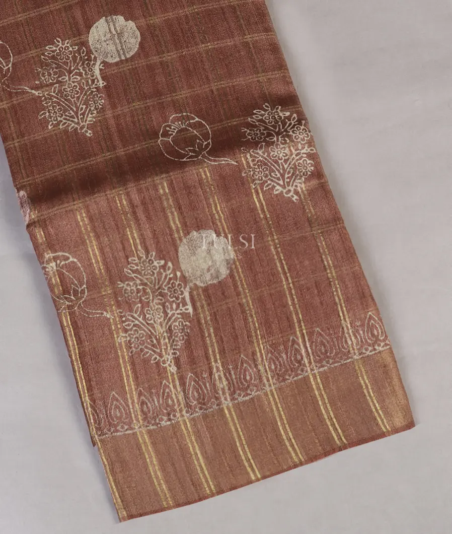 Brown Tussar Printed Saree T524127-image