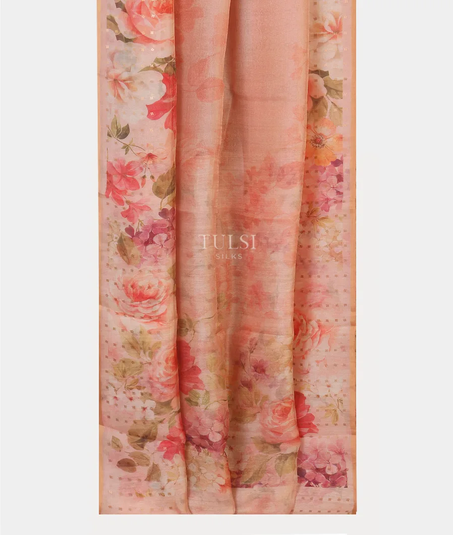 Pink Tissue Organza Printed Saree T5411122
