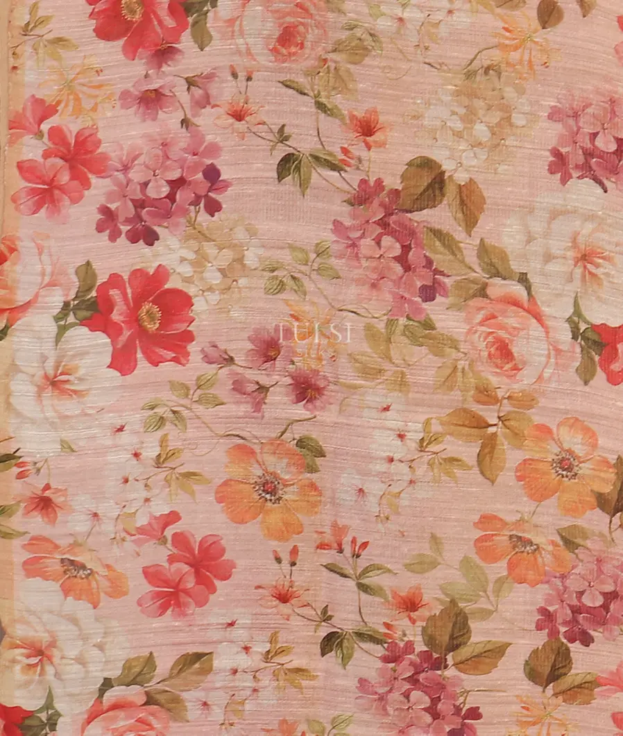 Pink Tissue Organza Printed Saree T5411123