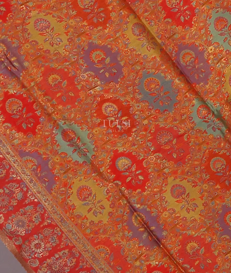 Orange Kashmir Kani Silk Dupatta T556550-image