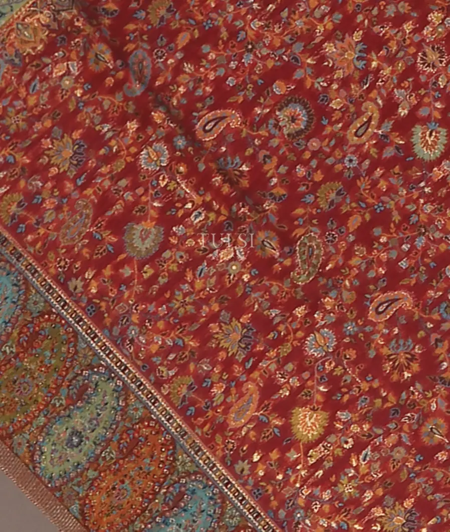 Red Kashmir Kani Silk Dupatta T556532-image