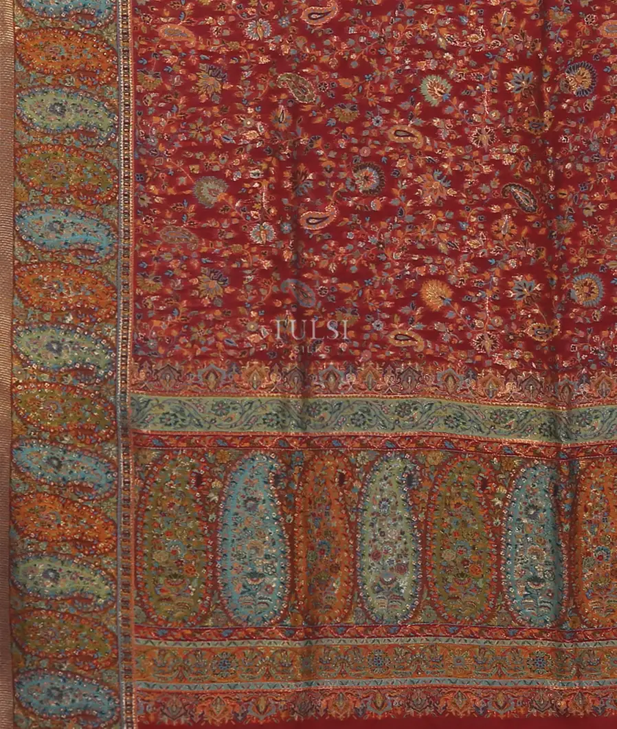 Red Kashmir Kani Silk Dupatta T5565323