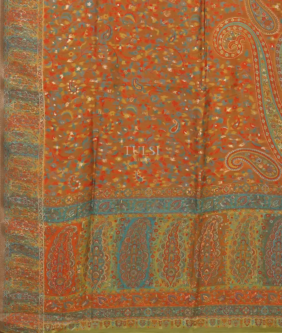 Yellow Kashmir Kani Silk Dupatta T5565423