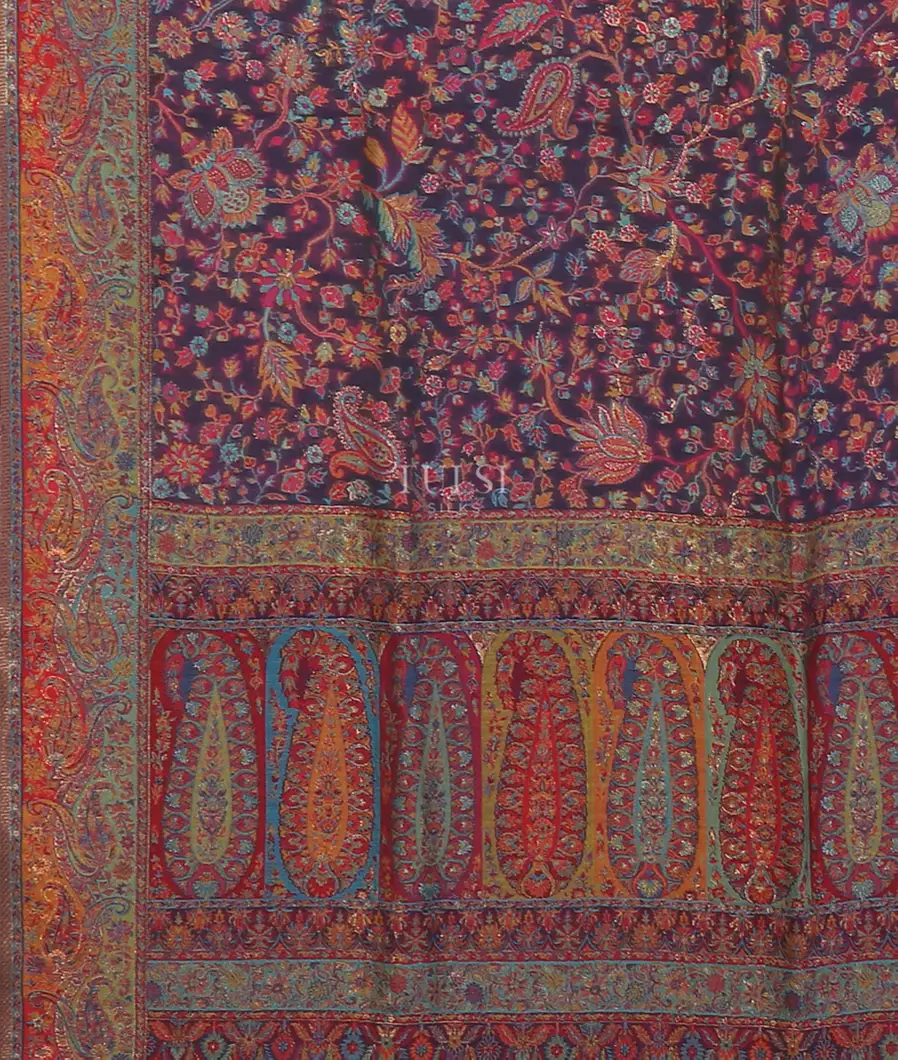 Purple Kashmir Kani Silk Dupatta T5565383