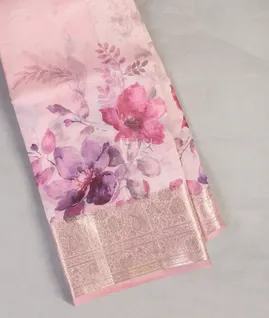 Pinkish Lavender Kora Organza Printed Saree T5197321
