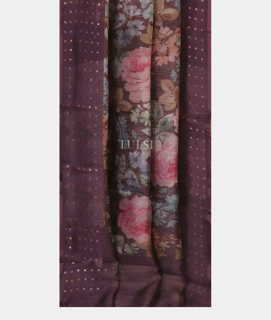 Purple Tissue Organza Printed Saree T5410872