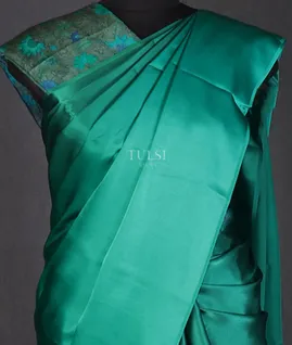 Green Satin Crepe Silk Saree T5584731