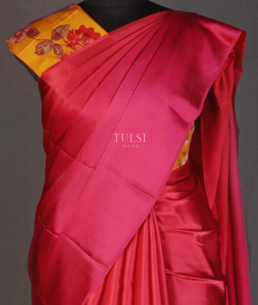 Red And Magenta Satin Crepe Silk Saree T558478-image