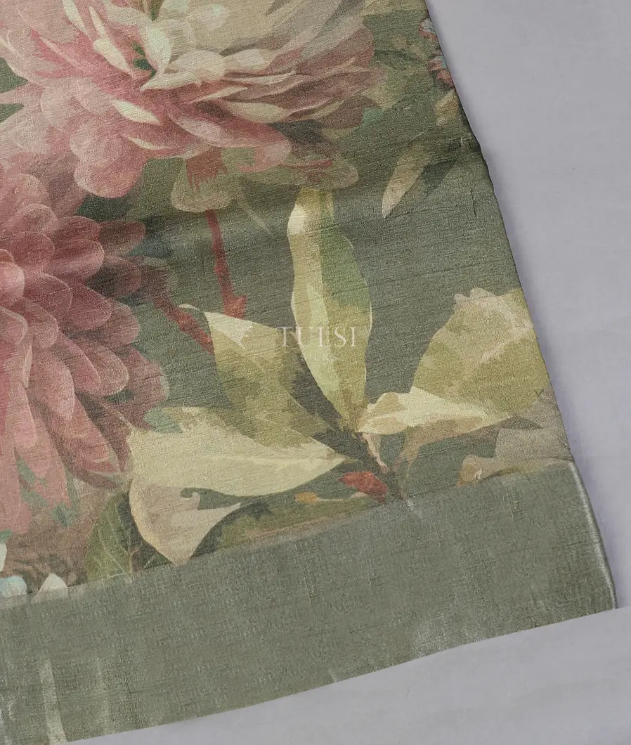 Green Tussar Printed Saree T535046-image