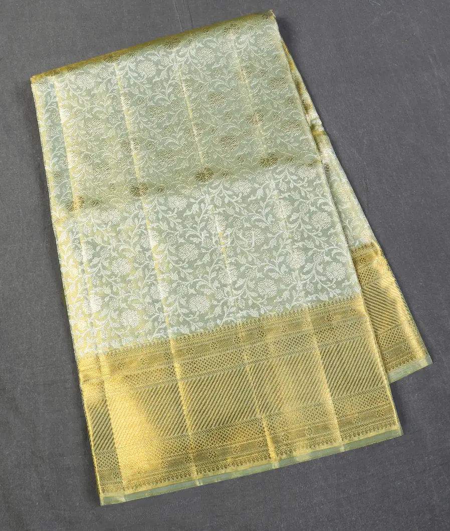 Light Pista Green Tissue Kanjivaram Silk Saree T555311-image