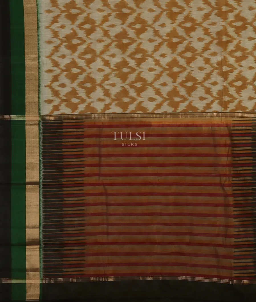 Beige Pochampalli Silk Cotton Saree T5555984