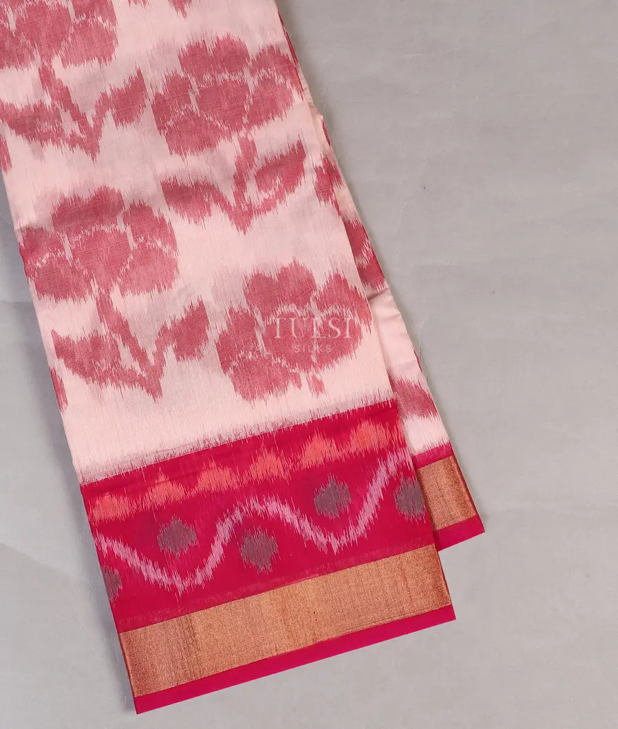 White Pochampalli Silk Cotton Saree T555527-image